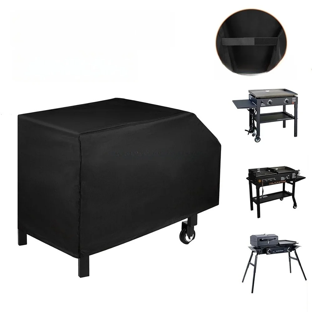 Black BBQ Cover 210D Oxford Cloth Grill Protector Compatible with Most Outdoor Grills 40x23x29 IN Wind Resistant