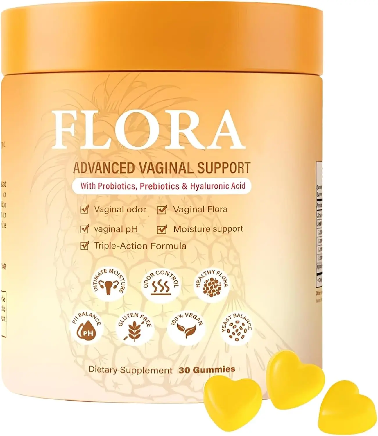 60 Count Flora Plus Gummies - PH Balance for Women Probiotic Vaginigal Health - Promote Healthy Vaginal Odor & Flora