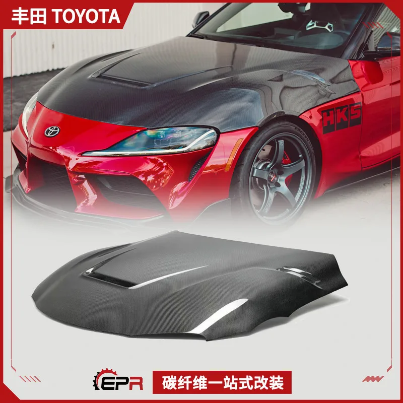 

Подходит для деталей модификации из углеродного волокна Toyota SUPRA Demon King A90, крышка двигателя, перфорированная передняя крышка.