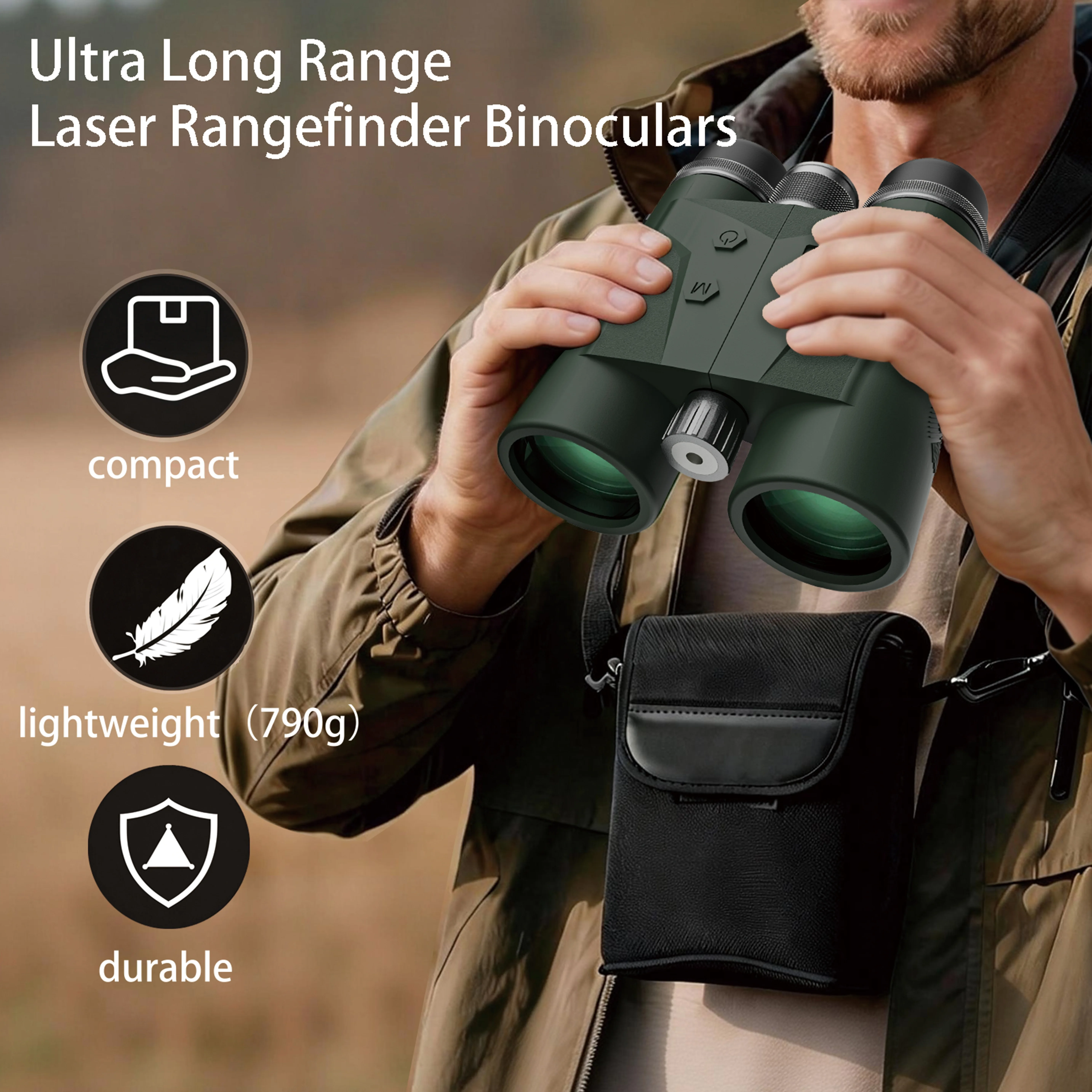 Stock High Quality Surertech 1800m Long Range Fog-Proof IP67 Rated Class 1 Rangefinder Binoculars Lidar Color green ED