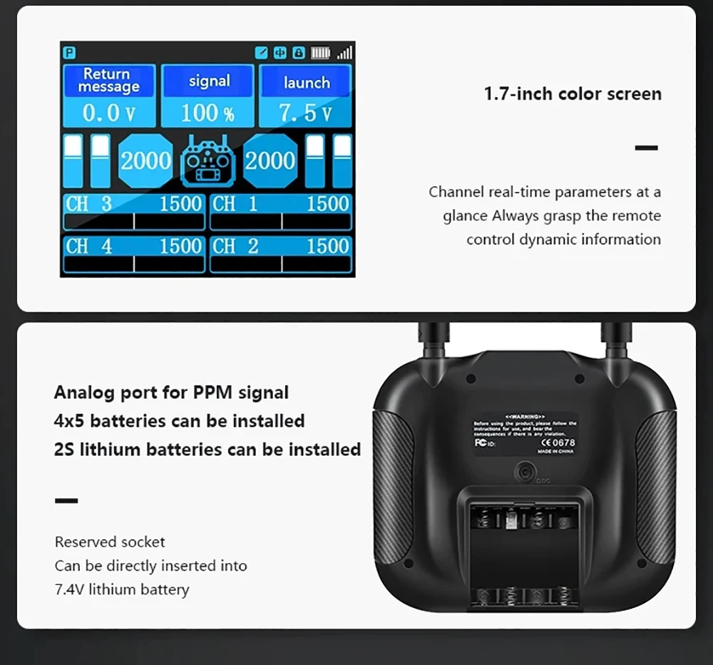 Transmisor HOTRC HT-10A RC 10CH 2,4G pantalla de 1,7 pulgadas con receptor de F-10A para aviones modelo RC barcos coche Drones Robots DIY