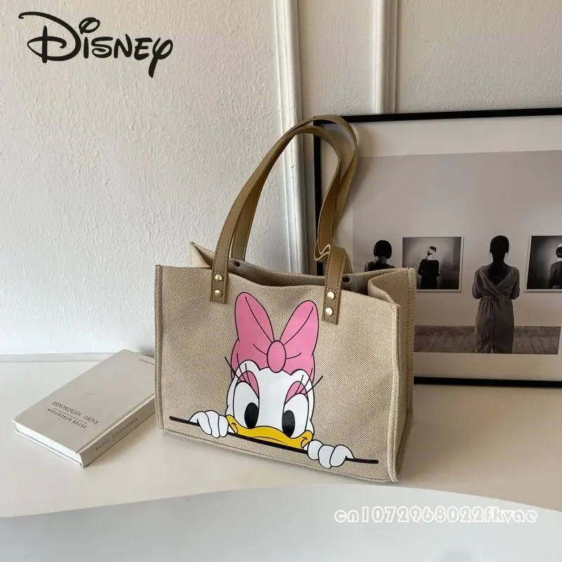 Disney Mickey New Women's Bag Fashion High Quality Canvas Shopping Handbag Cartoon Casual Large Capacity Women's Shoulder Bag