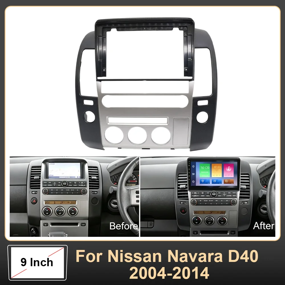 9 Inch 2DIN Car Stereo Dash Fascia Frame Surround Trim Panel Installation Facia Cover Kit For Nissan Navara D40 2004-2014