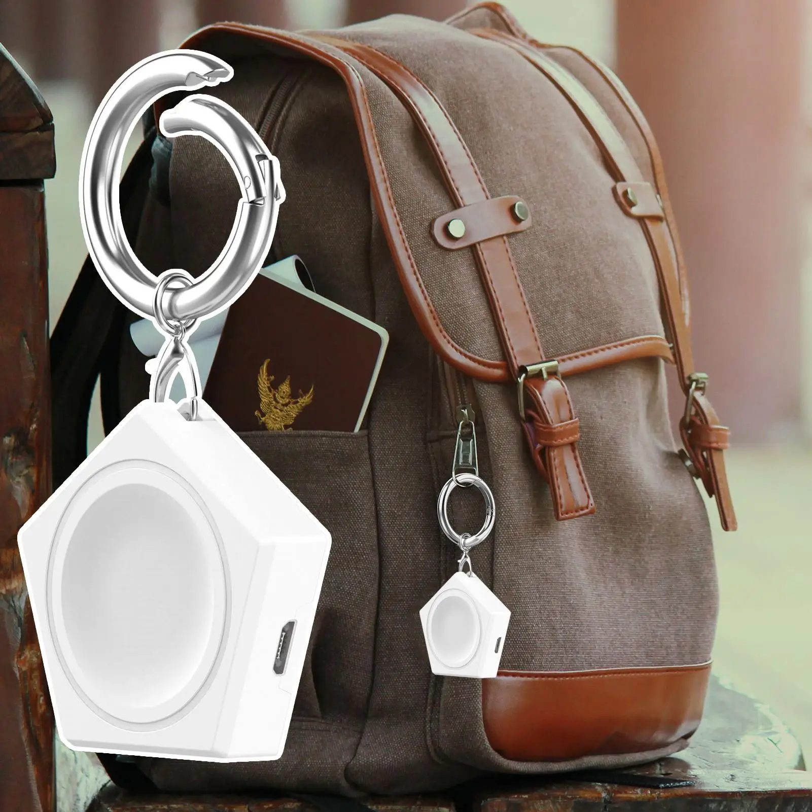 Oplader voor horloge Draadloze oplader Sleutelhanger Vijfhoekige dock-sleutelhanger Draagbare magnetische horloge Draadloze snellader voor werk thuis