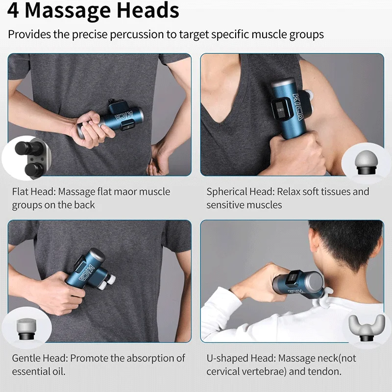 KiCA Pro Double-Head Fascia Gun with LED Display Touchscreen, Deep 13kg Impact Massage Gun, 6 Massage Heads 10 Speeds Power