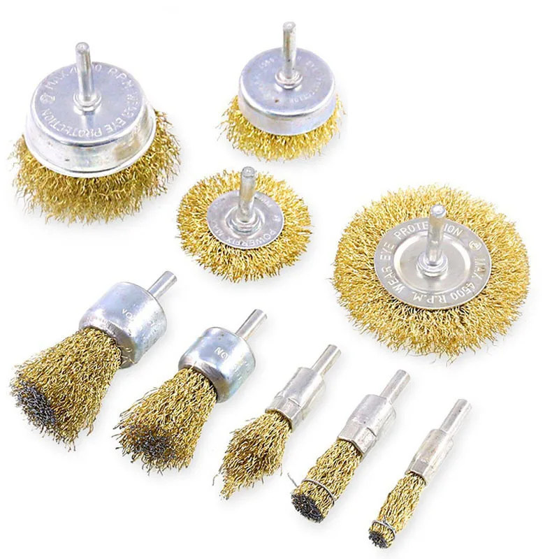 Polishing Brush Electric Grinding Drill Steel Wire Brush Set Rod Steel Wire Brush Grinding Wheel Rust Removal Steel Wire Wheel