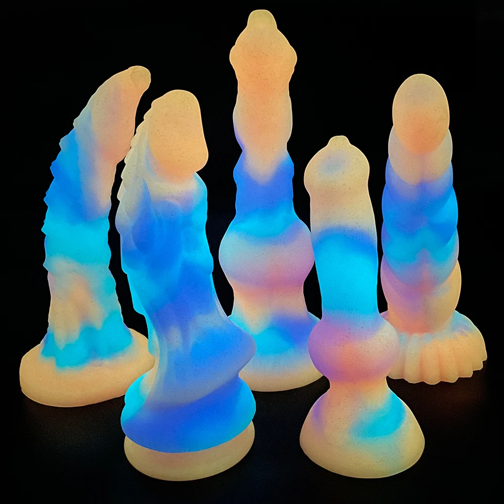 Super soft Luminous Animal Penis Dog Dildo Adult Sex Toys For Woman Monster Dick Suction Cup Anal Toy Male Female Masturbation