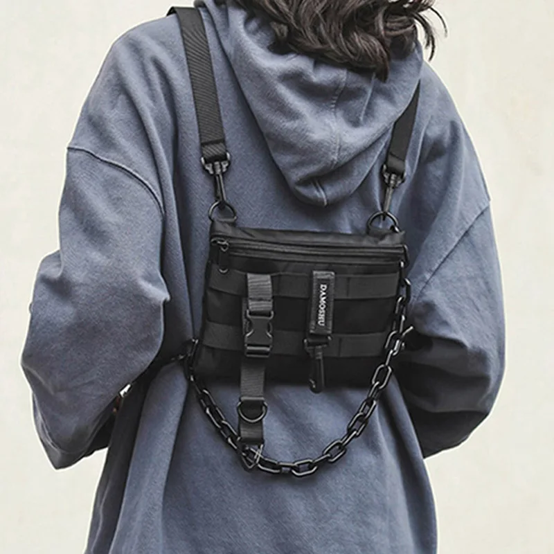 Funktionale Taktische Brusttasche für Unisex, Modische Hip-Hop-Weste, Streetwear-Tasche, Hüfttasche für Damen, Schwarze Wild-Brusttasche – Detail 1