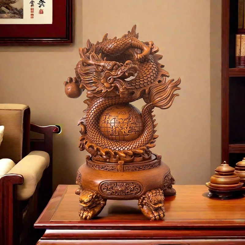 

￥#Prosperous Dragon Life-Size Resin Crafts Chinese Entrance Art Model Table Ornament & Office Home New Opening Mascot