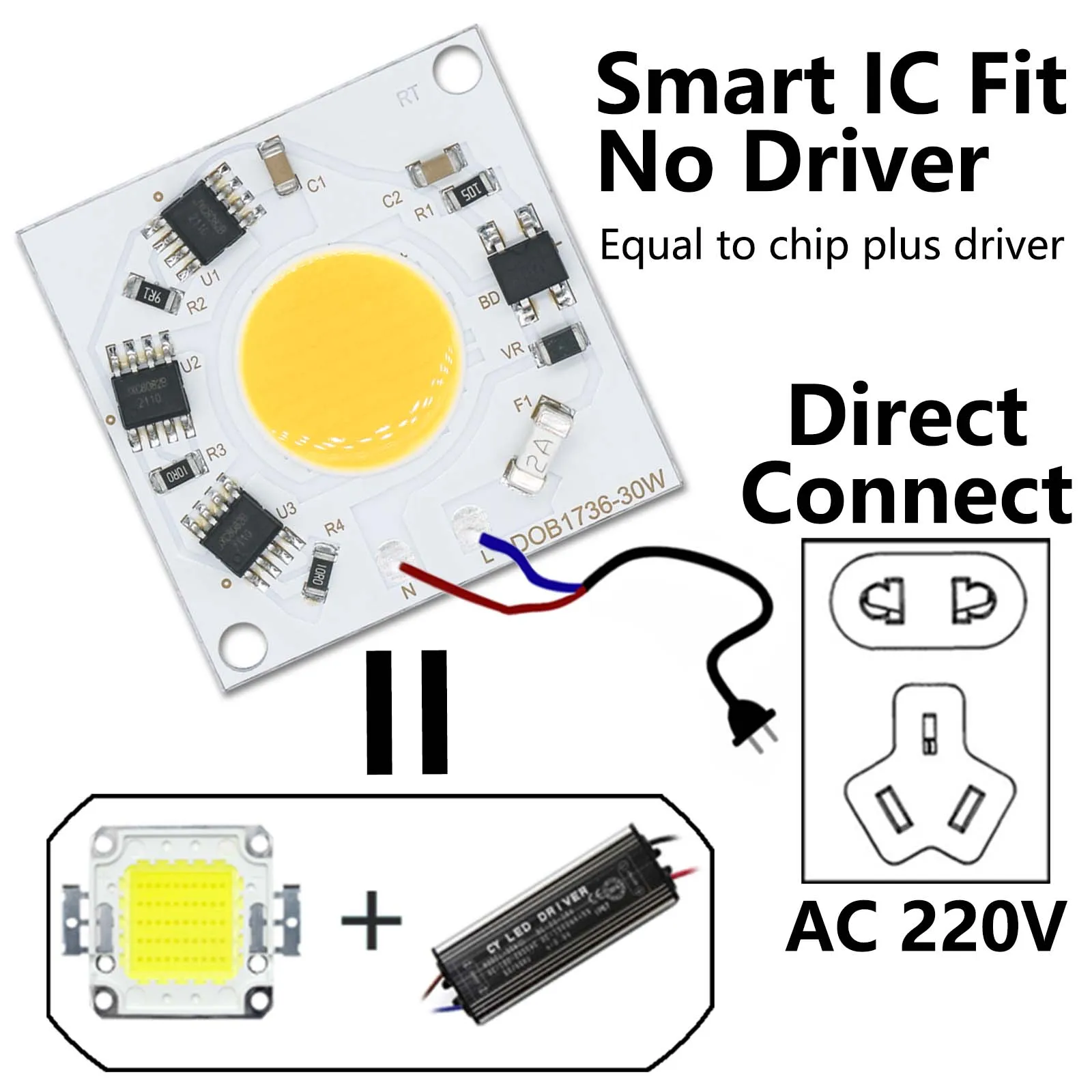 30W Super Bright LED Chip LED Lamp Beads AC 220V 240V Smart IC No Need Driver Cold Warm White DIY For Spot Lights Flood Lights