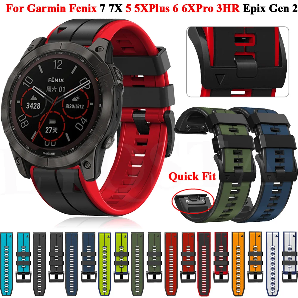 22 26มม.สำหรับ Garmin Fenix 7X 7 5 5X 3HR 6X 6Pro Epix Gen 2สมาร์ทนาฬิกาซิลิโคน Easyfit สายคล้องข้อมือ