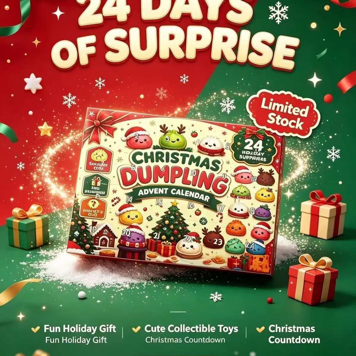Christmas 24 Days Countdown Calendar Pinch Music 2026 Christmas Pinch Stress Relieving Toy Christmas Pinch Music Hole Blind Box
