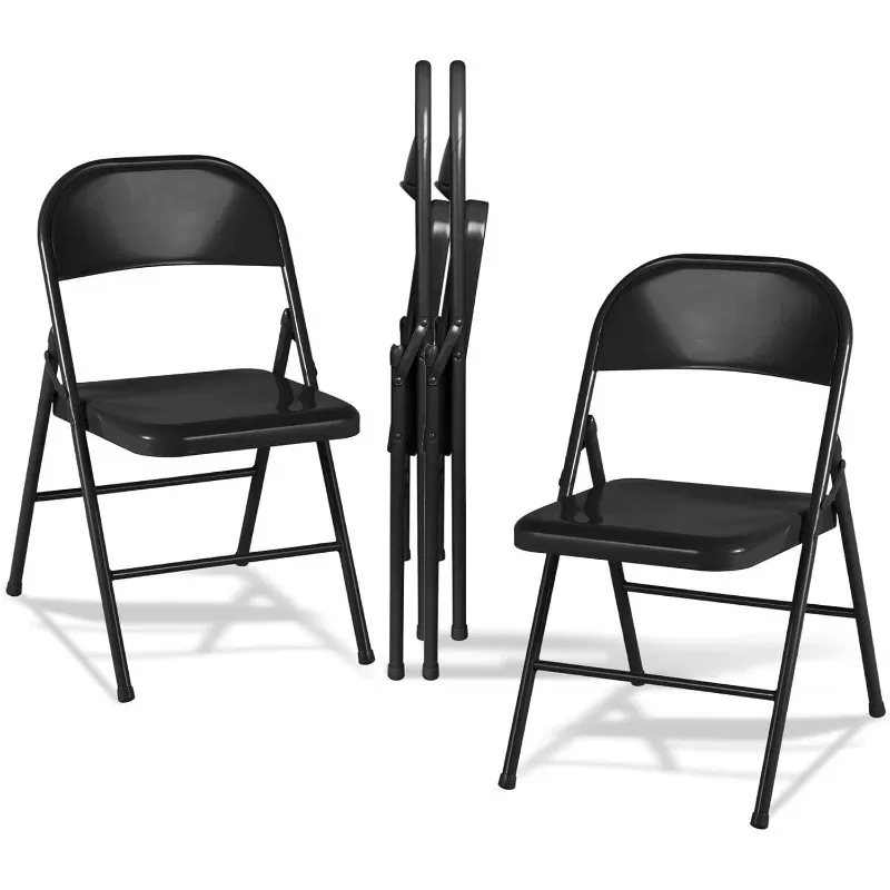 

Folding Chairs Metal Frame Steel Seat with Triple Braced for Home Office,No-Assembly Heavy-Duty&Stackable Space Saving, Set of 4