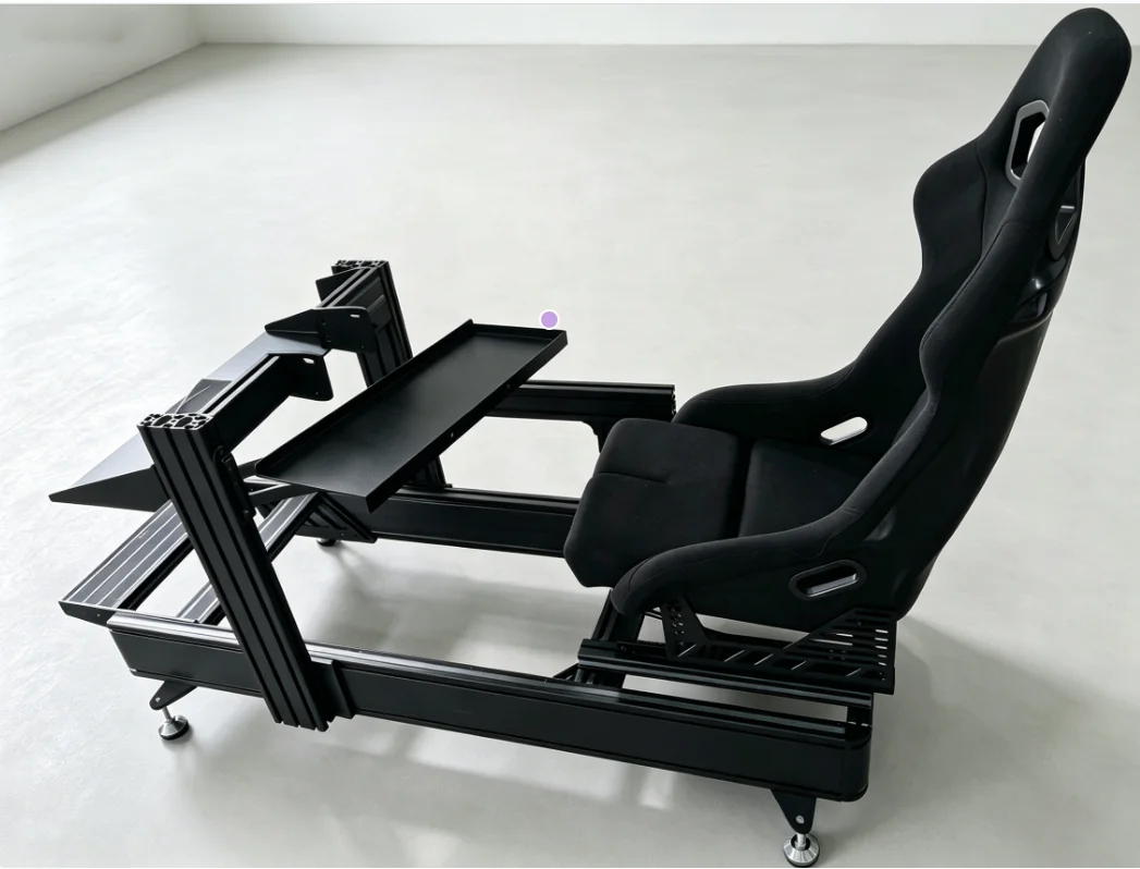 Custom 40160 Black Anodized Aluminum Sim Racing Rig Simulator Cockpit With Seat Factory Direct Wholesale Full Kit