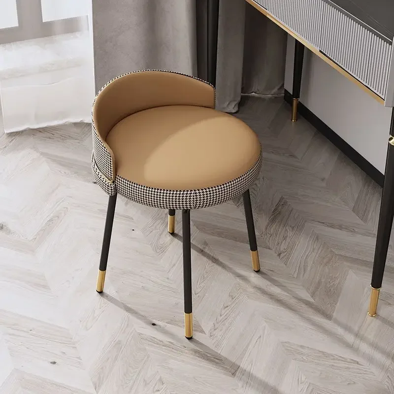 

Light Luxury Makeup Bench Bedroom Simple Modern Vanity Chair Soft Seat Backrest Small Nordic Dressing Stool Ottomans Furniture