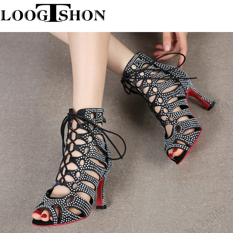 LoogtshWomen Latin Dance Shoes Ladies Dancing Shoes Woman Tango Ballroom Dance Boots High Heels Salsa Party Shoes Dancing Boots