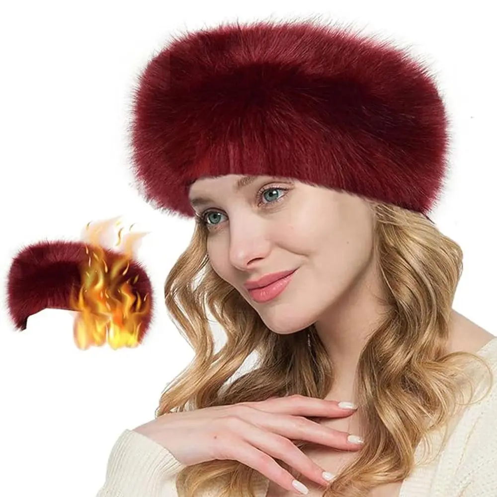 New Faux Fur Women Winter Headbands Elastic Furry Faux Fur Headband Warm Soft Ear Muffs Winter