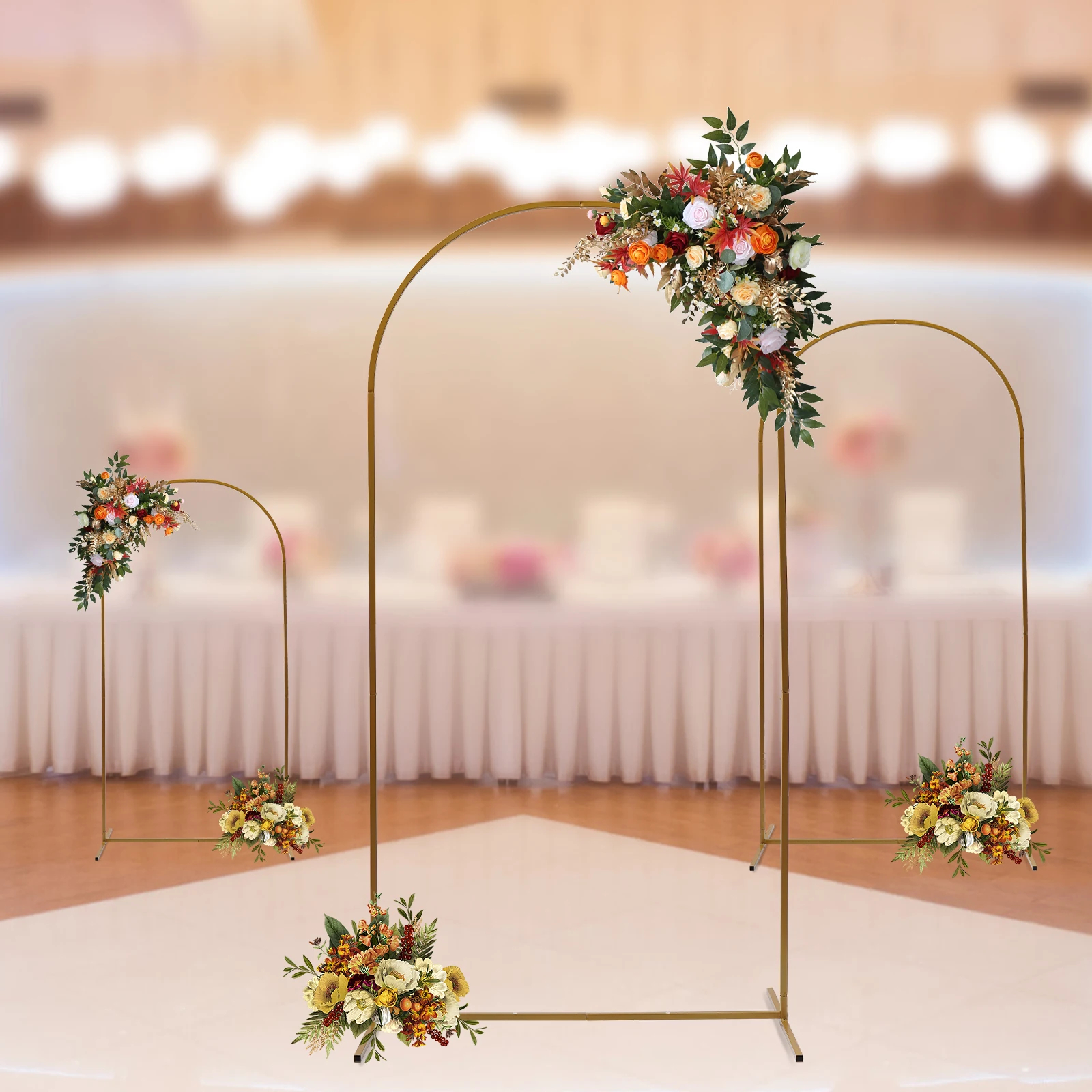 Wedding Arch Stand Rack 3 Pcs Shelf Backdrop Stand Gold For Ceremony Party Decor