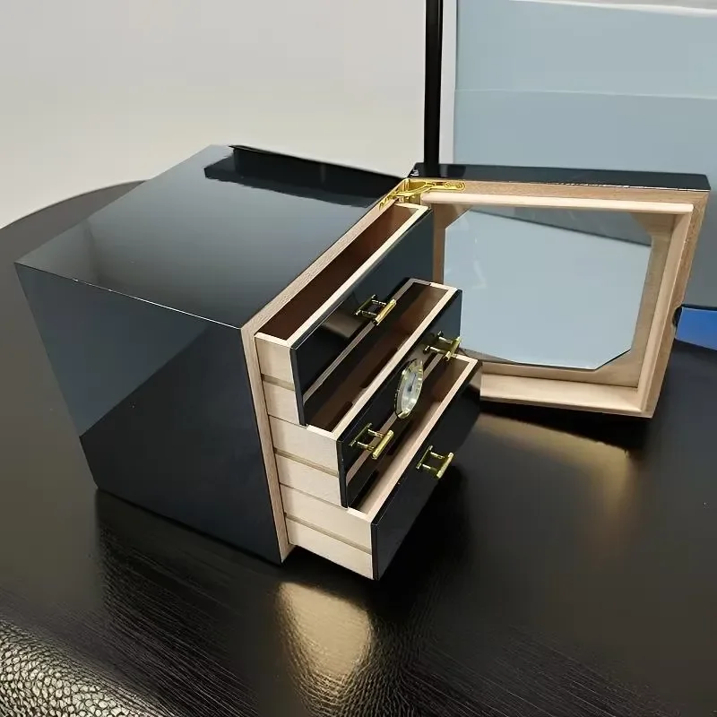 Chunshi Modern Design Piano Lacquer Wooden Three-Layer Eco-friendly High-End Cedar Wood Cigar Humidor Cabinet Factory Direct