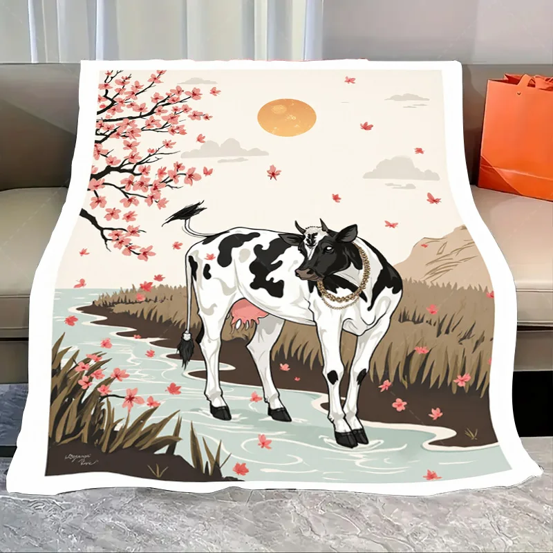 

1 шт. фланелевое одеяло Chic Cow in Cherry Blossom Garden ультра-мягкое флисовое одеяло