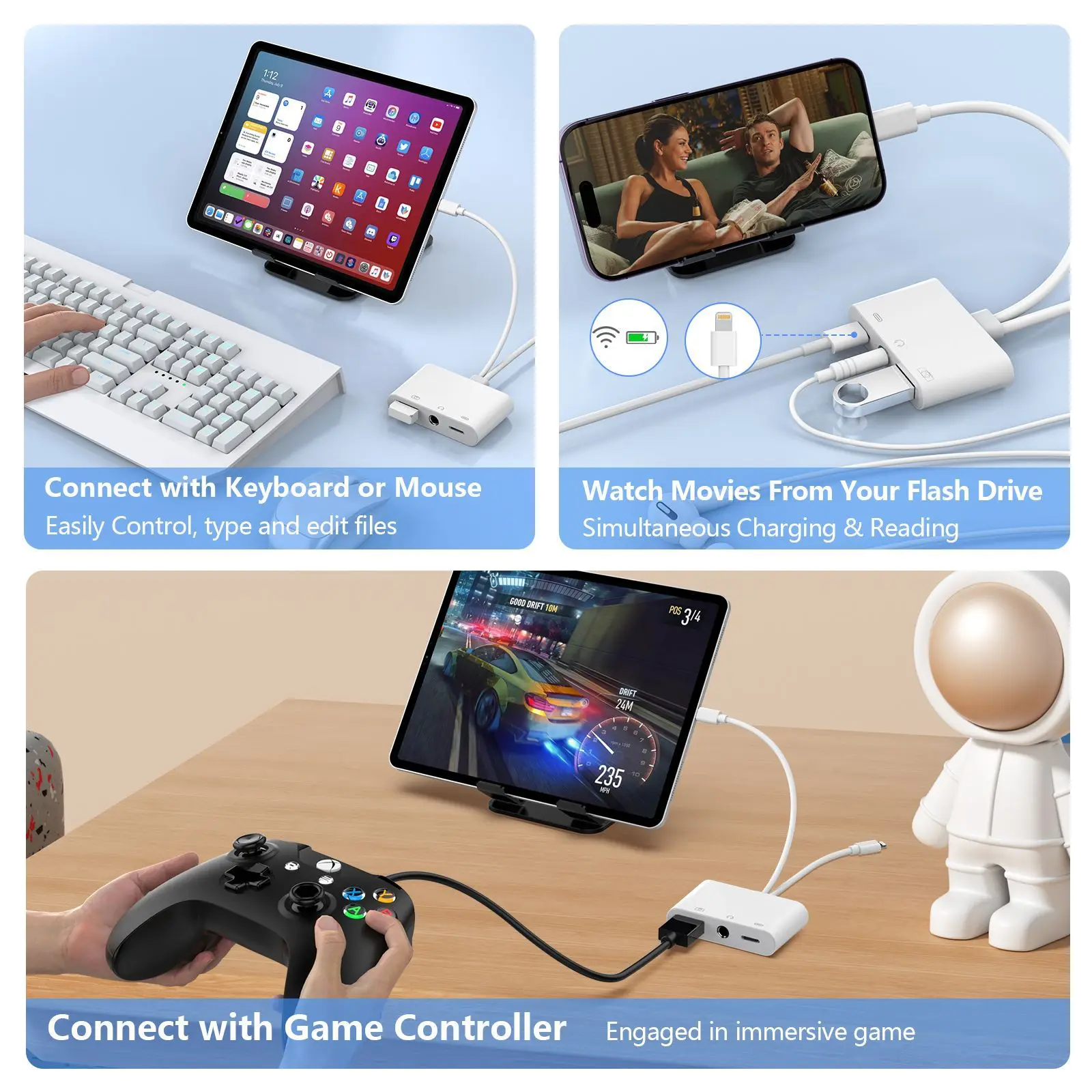 Tablet Mobile USB Splitter Convertitore audio per cuffie Adattatore OTG Ricarica PD Trasmissione dati da tipo C a 3,5 mm per Android IOS