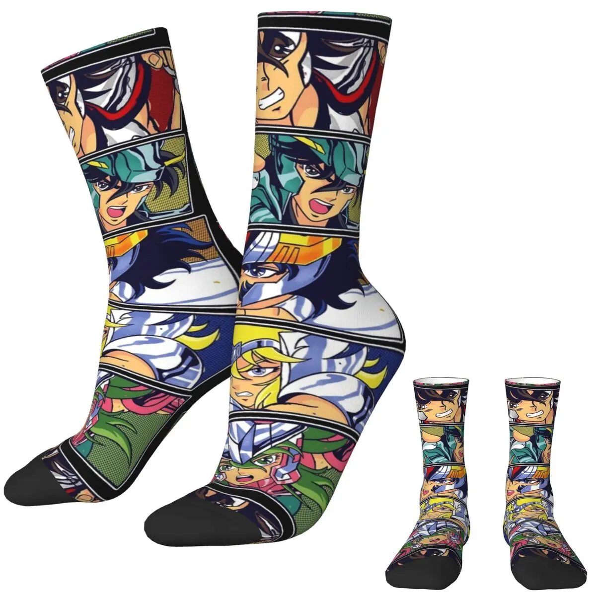 Knights Of The Zodiac Socks Spring Stockings Elegant Men Medium Soft Socks Design Running Anti Bacterial Socks