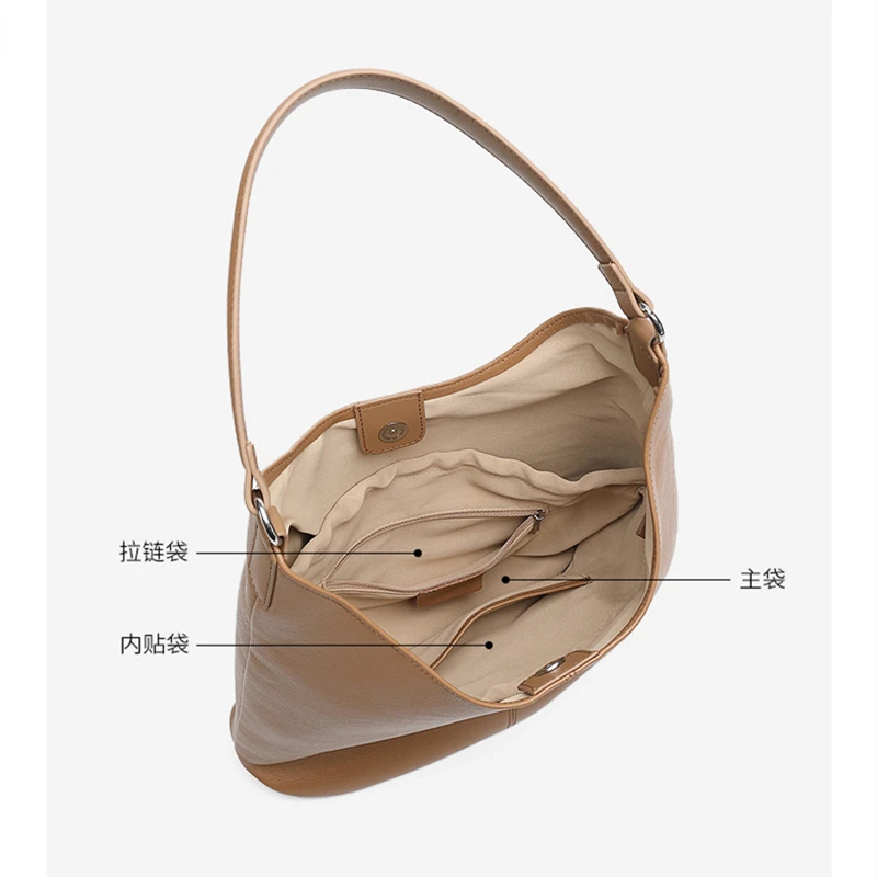 Burminsa Slouchy Genuine Leather Soft Hobo Shoulder Bags For Women 2026 Luxury Designer Crescent Large Work Tote Ladies Handbags