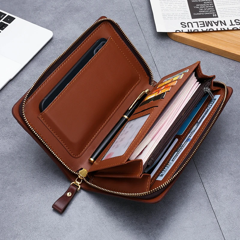 Casual men's Business Wallet PU Card bag Handbag long chmap bags bolsos para hombre sacoches clutch