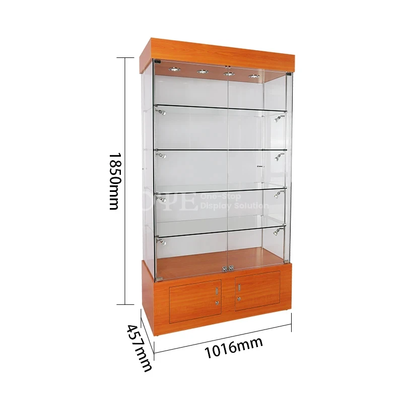 custom.Factory Price Wall Glass LED Display Cabinet Showcases Smoking Shop Vitrines Showcases with Lock