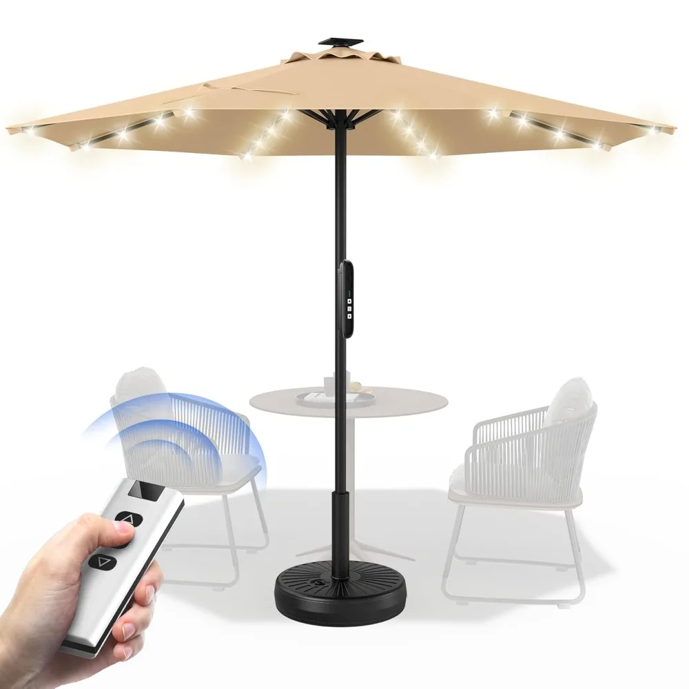 

9 FT Motorized Patio Umbrella with Remote Control, Outdoor Patio Umbrella with Solar Lights, Umbrella Outdoor Patio, Customized
