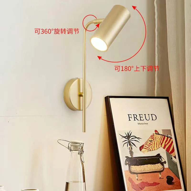 Nordic Minimalist Living Room Wall Lamp Can Rotate And Adjust Bedroom Bedside Lamp Light Luxury Staircase Corridor Wall Light
