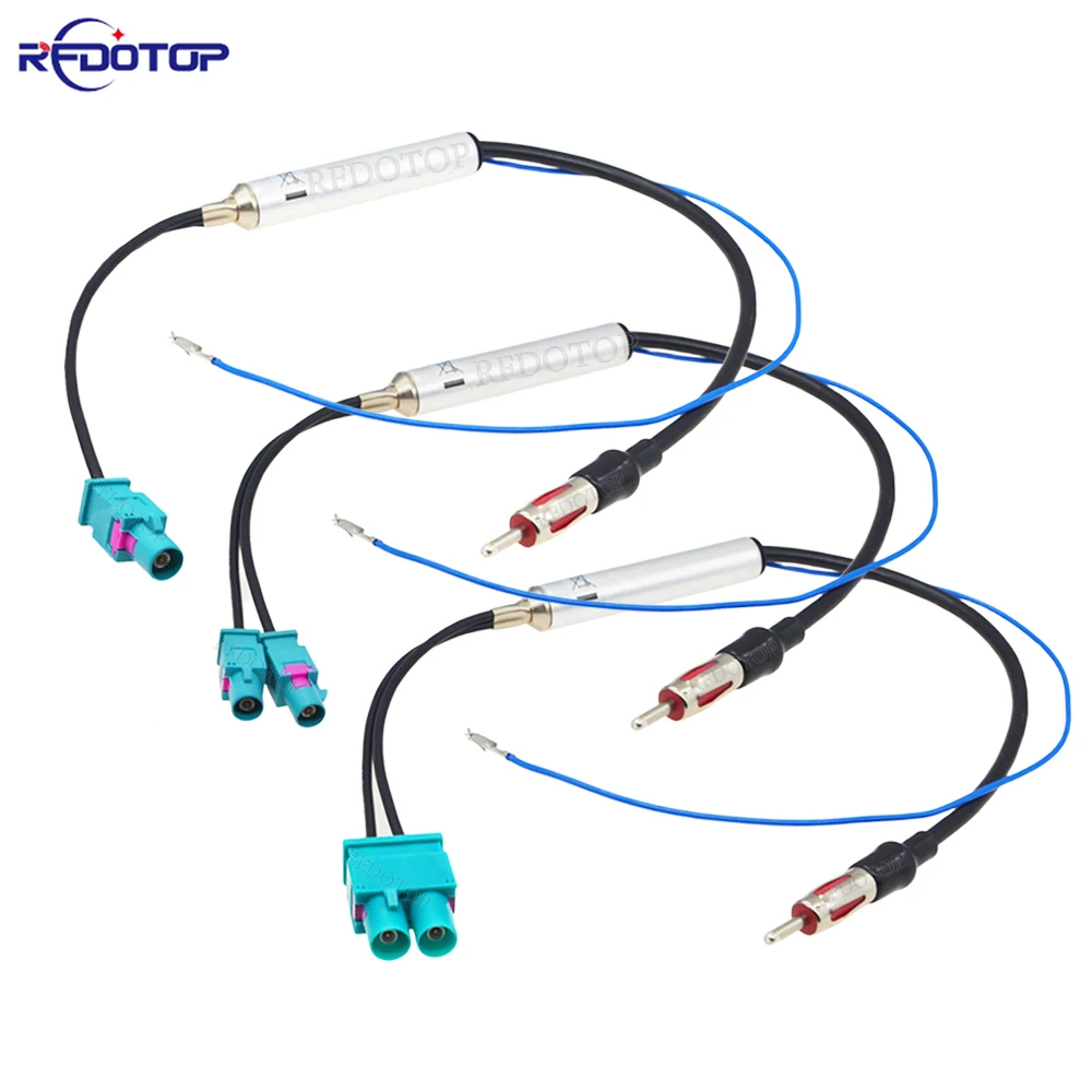 1 pçs antena de rádio do carro am/fm amplificador de sinal de rádio de áudio fakra z macho para din rf antena de rádio cabo adaptador aéreo em torno de 45cm