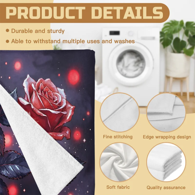 Sparkling Red Rose Print Beach Towel Pool Towel Camping Towel Bath Towel Blanket for adult travel outdoor daily use