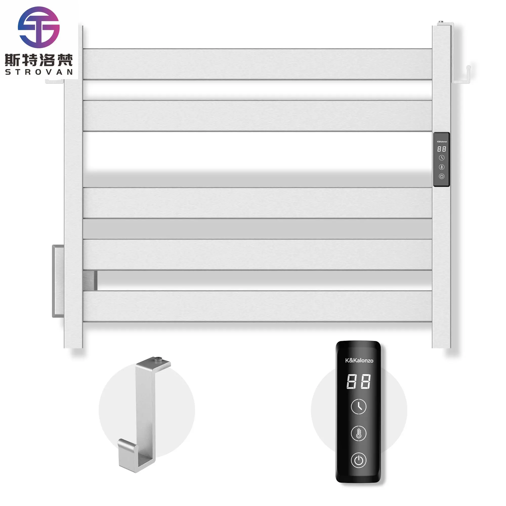 

Stainless Steel Wall-mounted Bathroom Towel Warmer with Timer & Temperature Control - Electric Towel Drying Rack for Hotels