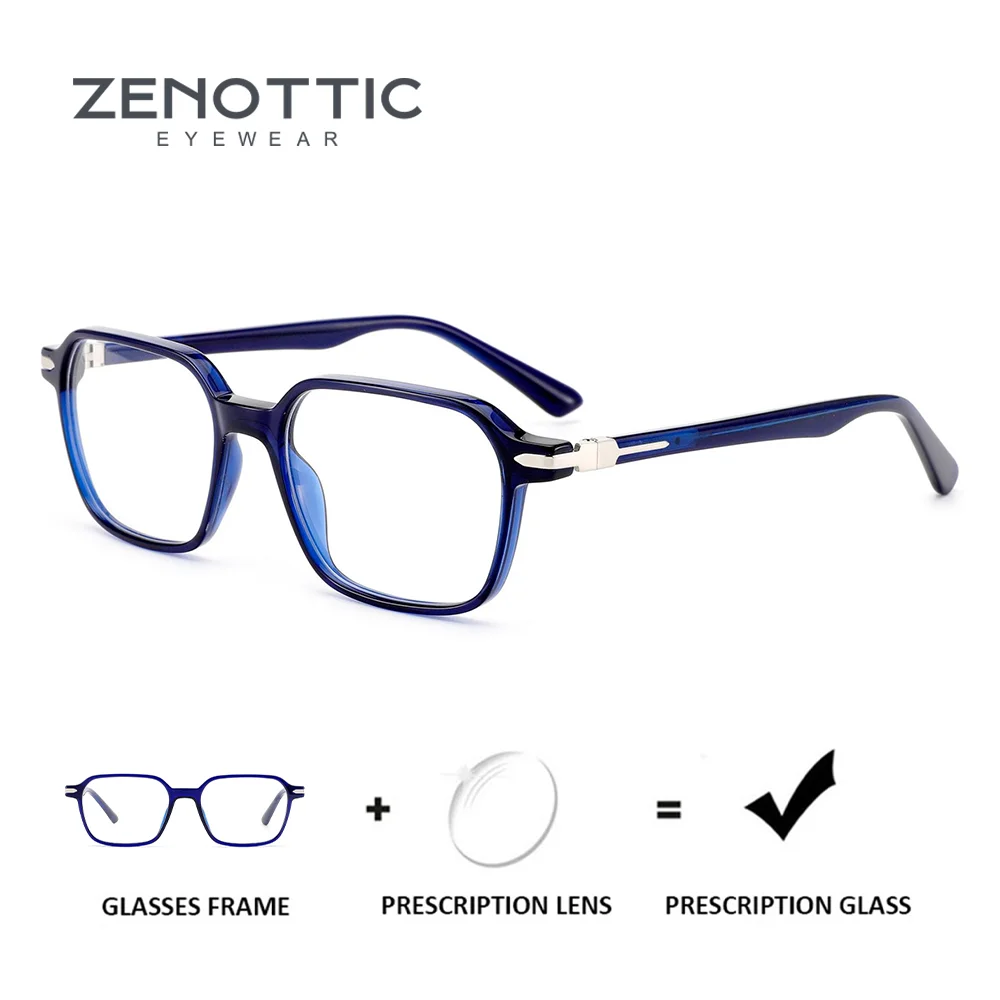ZENOTTIC Trendy Acetate Prescription Eyelass Custom Square Photochromic Optical Glasses For Men Women Graduates