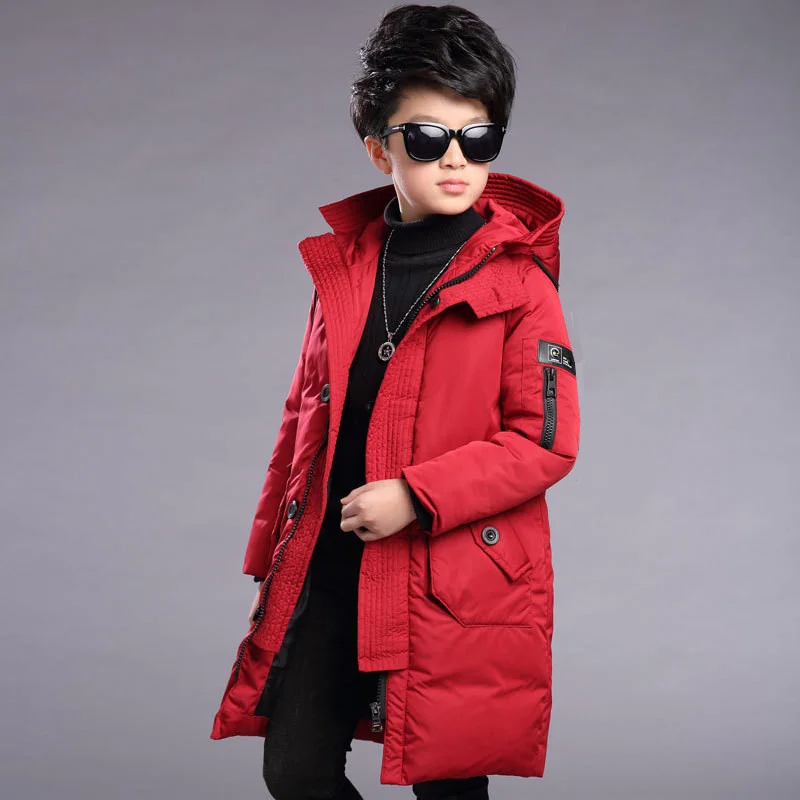 Winter 2023 Children Warm snowsuit Down Jackets for Boys Clothes Teenage clothing Kids Parkas Long Coat Size 10 12 14 16 Year