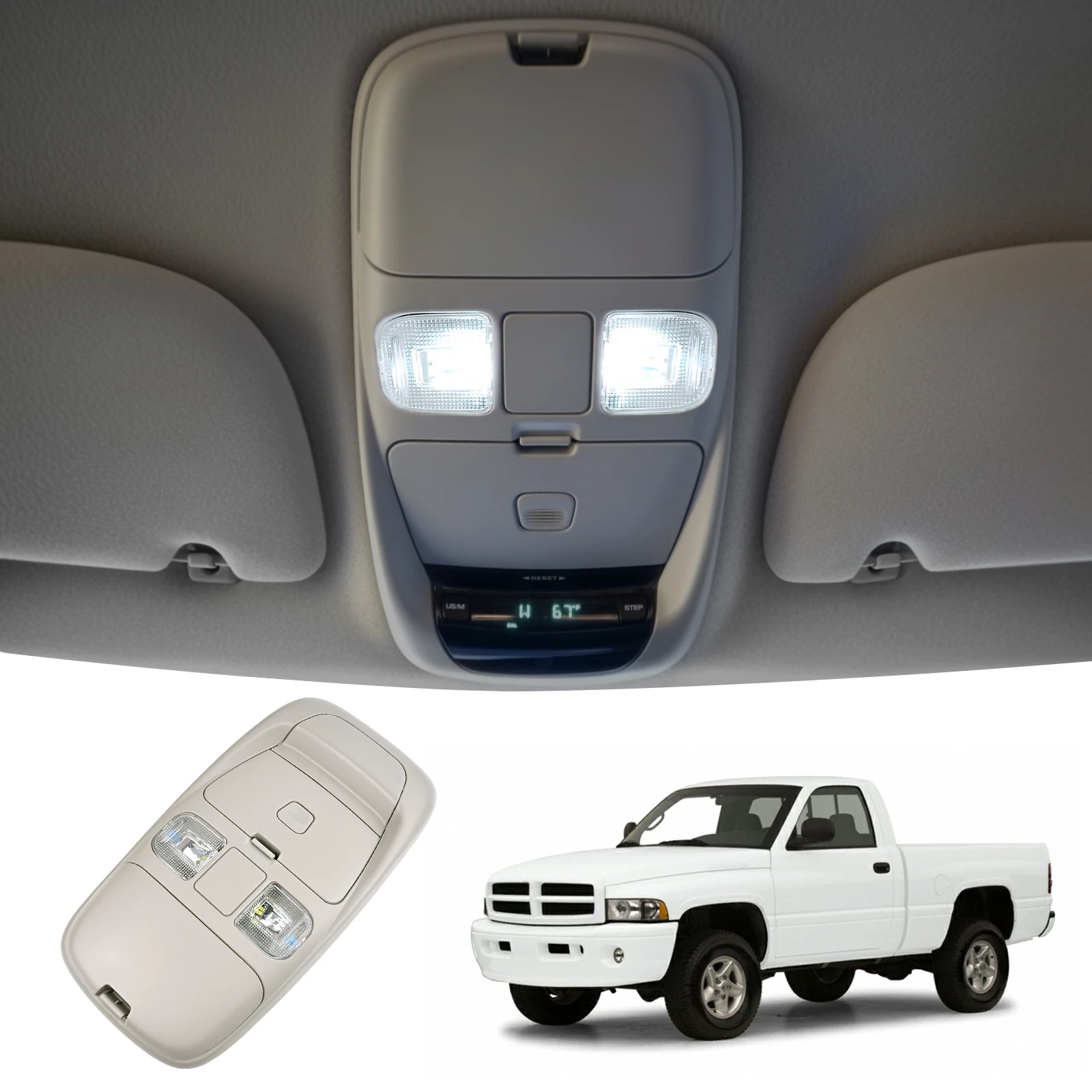 SN96TL2AA Overhead Console Dome Map LED Reading Light Lamp for Dodge Ram 1500 2500 3500 4500 5500 1991-2001