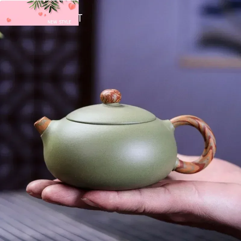 

210ml Chinese Yixing Purple Clay Teapots Master Handmade Xishi Tea Pot Raw Ore Bean Green Sand Kettle Zisha Tea Set Gifts