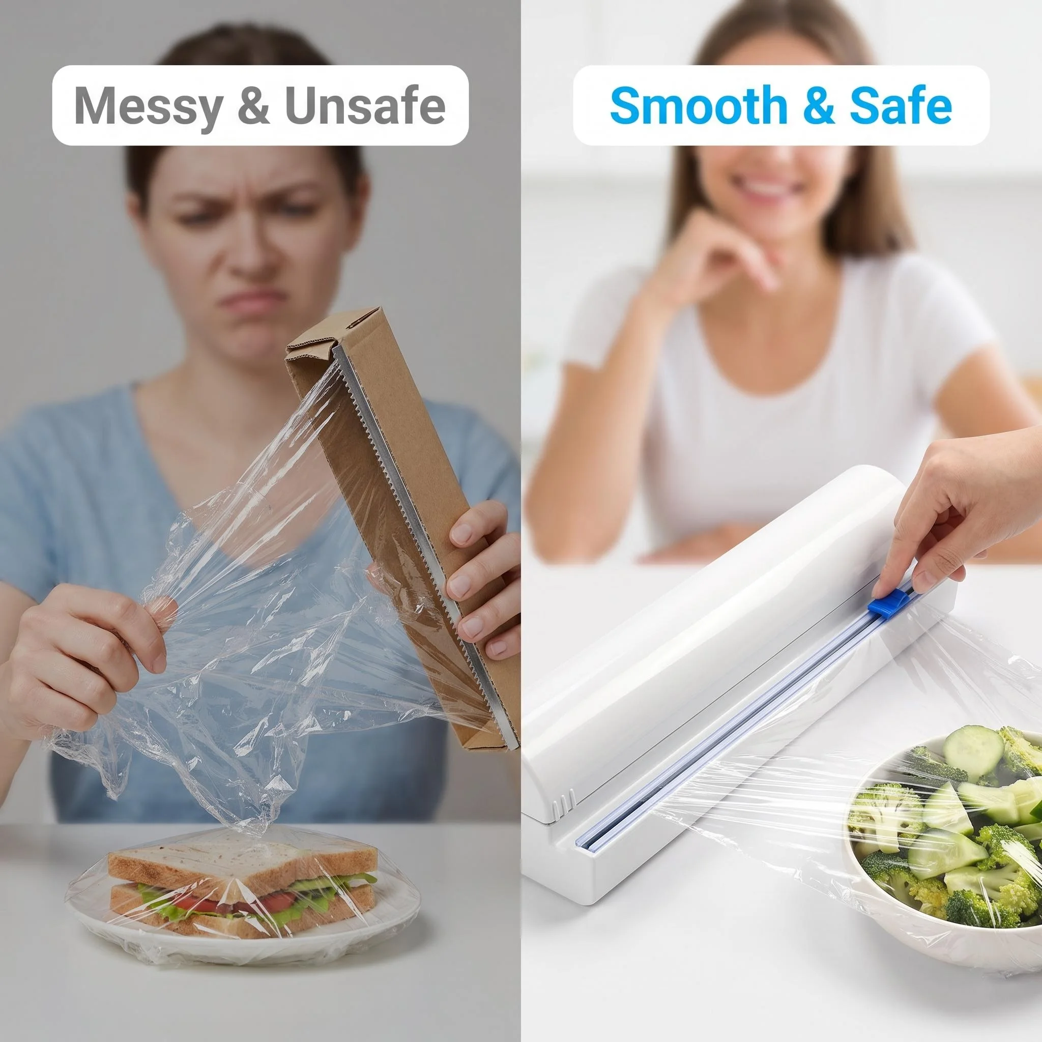 再利用可能なラップディスペンサー、隠しスライド式ブレード付き - Storage Food Prep のレビューと価格
