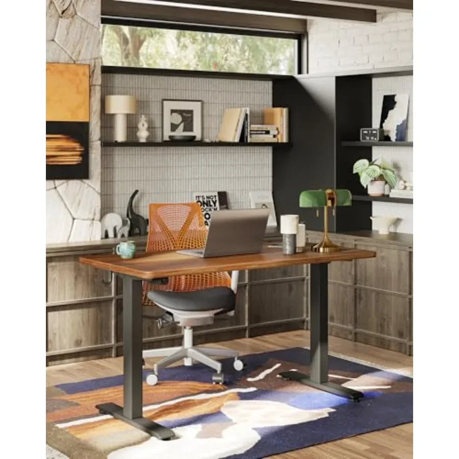 Electric Standing Desk for Home Office, Steel Frame, Black, 4724 Inch Adjustable Height Sit-Stand Table with Splice Board