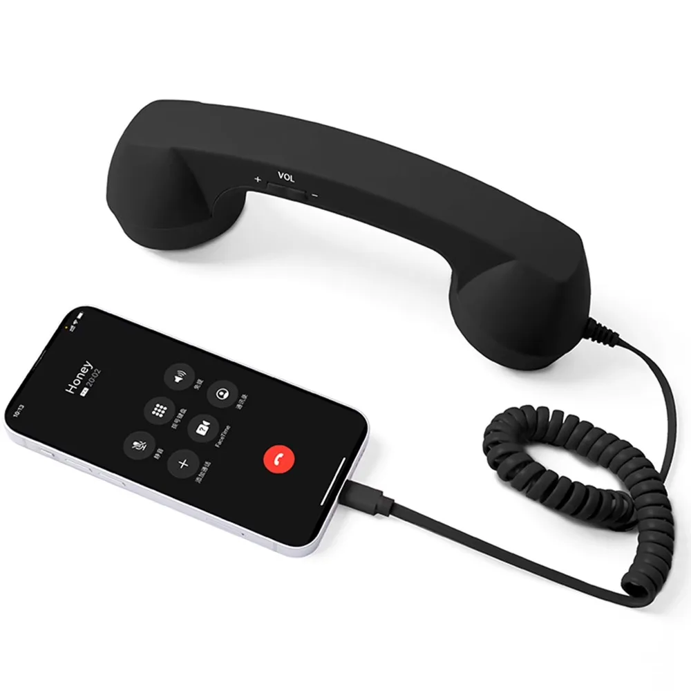 Wired Receiver Retro Telephone Handset Handheld Receiver External Volume Control Wired Microphone Handset