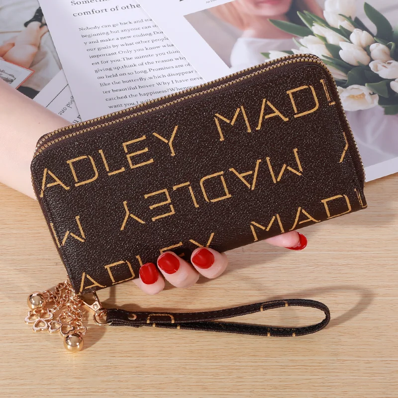 Portfel o dużej pojemności, prosty, długi, portmonetka na zamek błyskawiczny ze sztucznej skóry, codzienna, wielofunkcyjna torebka kopertówka