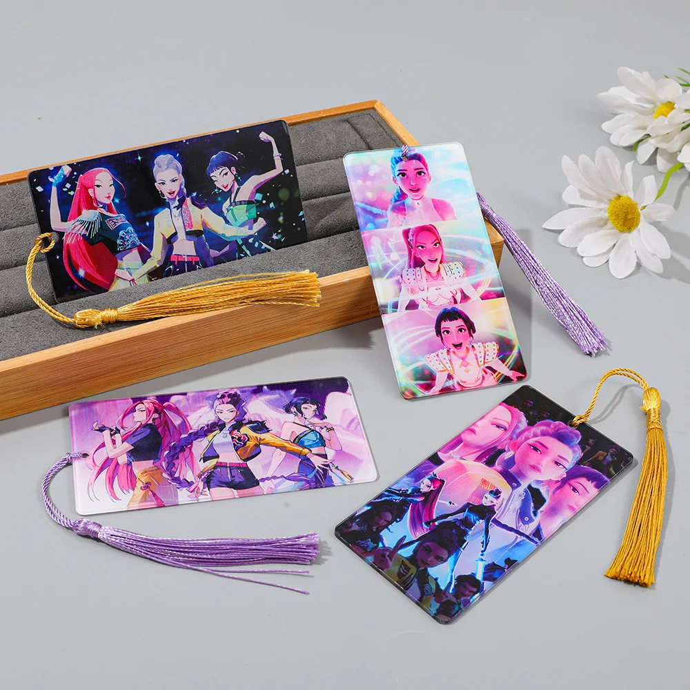 إشارات مرجعية أنيمي KPop Demon Hunters - علامات ترقيم الصفحات الإبداعية مقتنيات المروحة الثنائية، علامات قراءة الطلاب الهدايا الأدبية #1