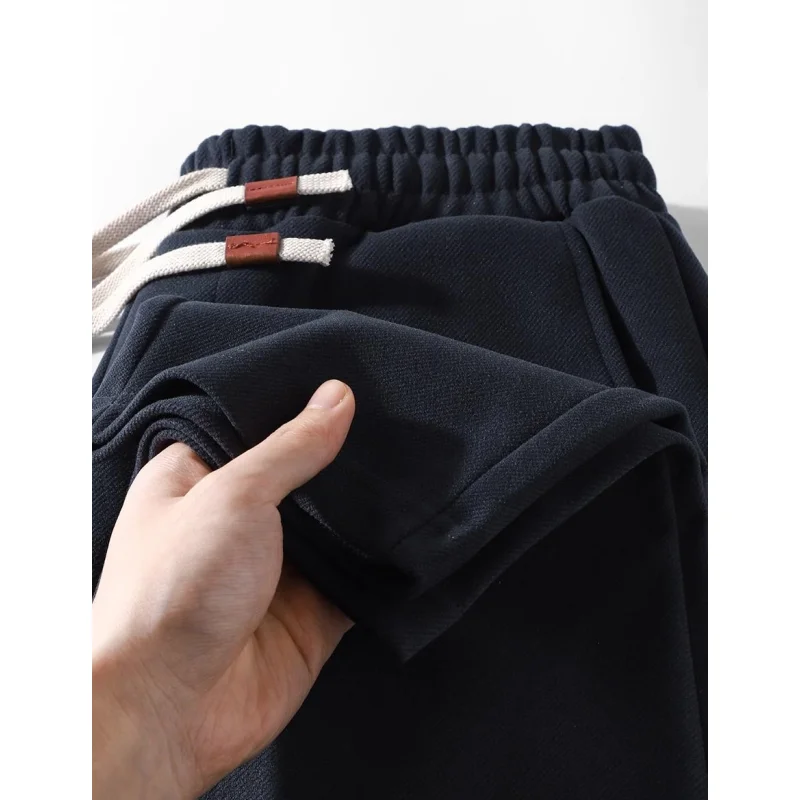 

Extra Large 300 Pou Dstring Elastic Waist Straight Leg Pants Men's Casual Loose All-Match Color Spring Autumn Lon...