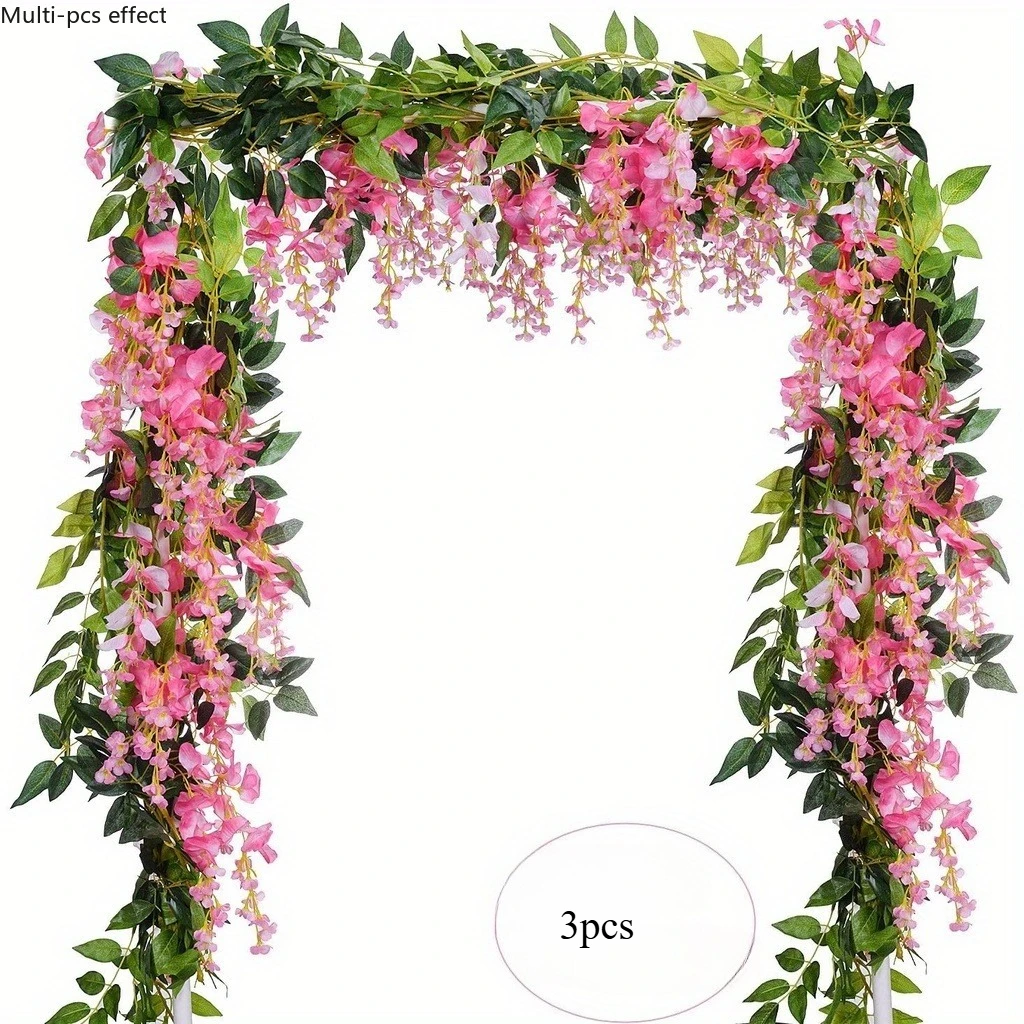 1/2 Stück Künstliche Seidenblumen Glycinia-Girlande - Dekoration für Haus und Garten Künstliche Blumenranke Rattan-Schleife für Zeremonien