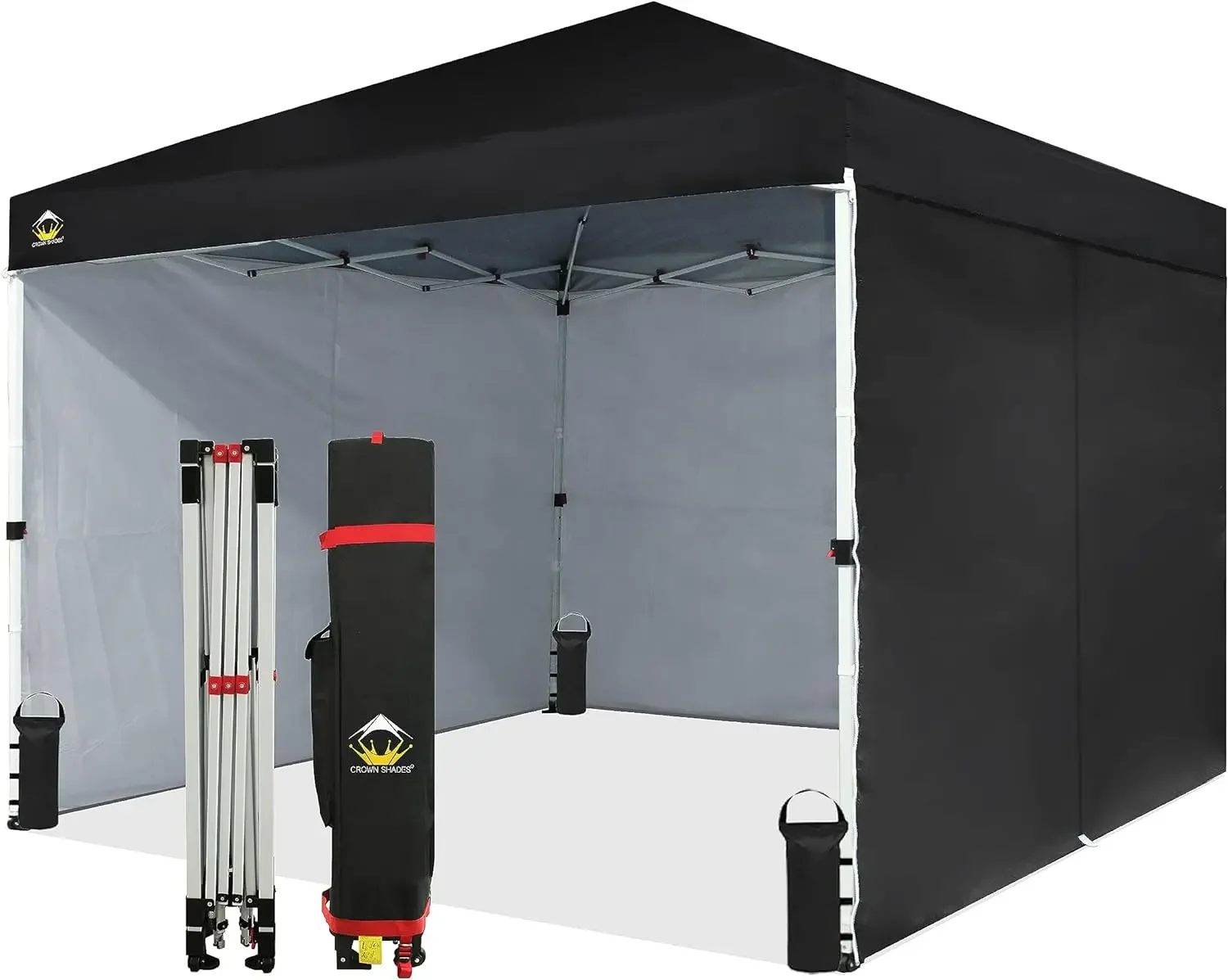 

SHADES 10X10 Comercial Instant Canopy Pop Up Tent with Center Lock (10x10 with 4 Sidewalls, Black)