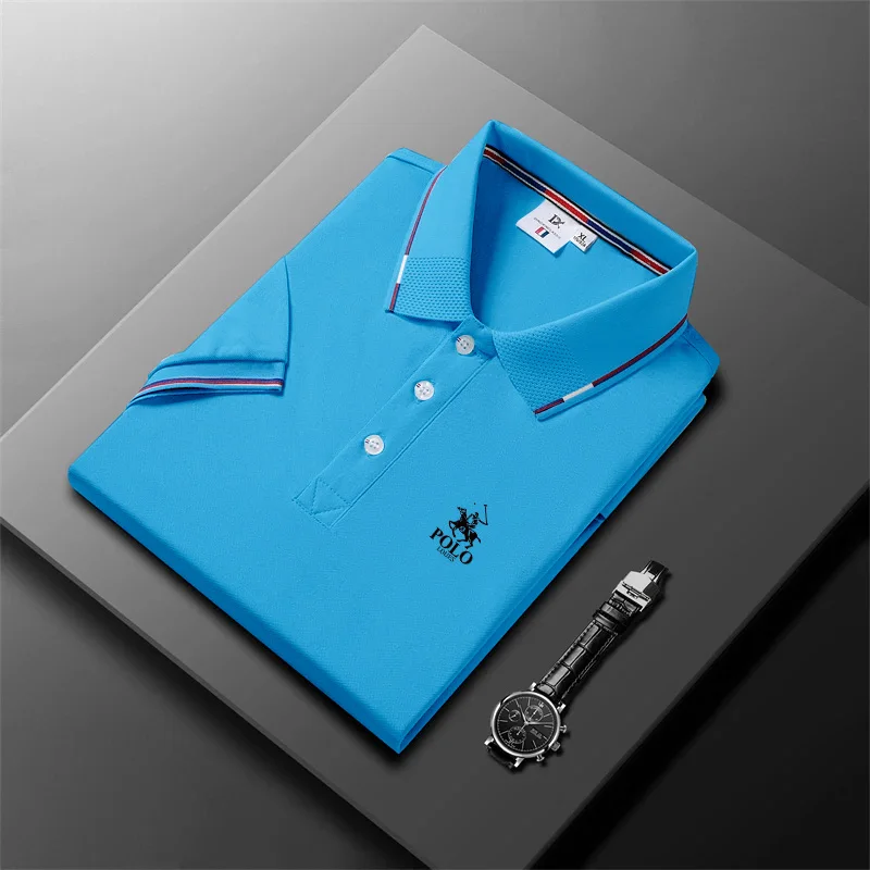 High end new 2024 men's casual short sleeved polo shirt, high-quality breathable summer top image 4