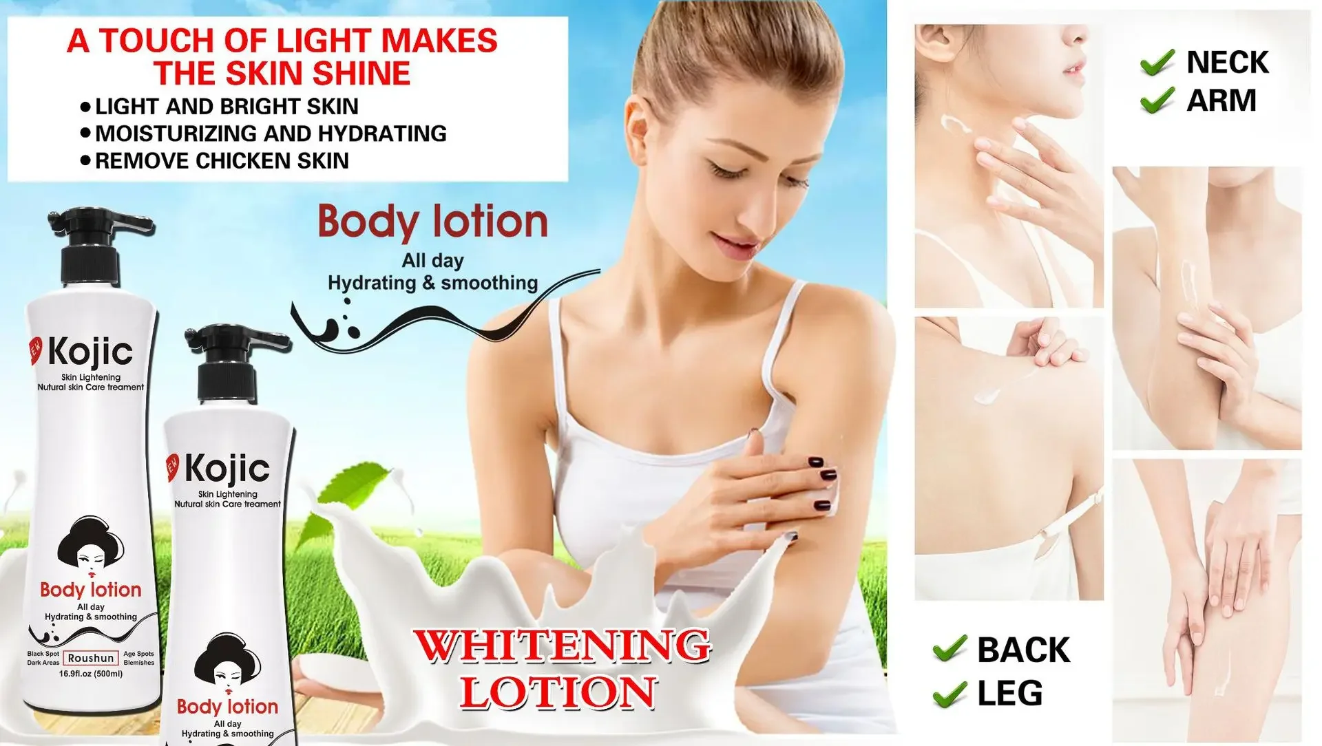 Whitening and water-retaining anti-aging body lotion