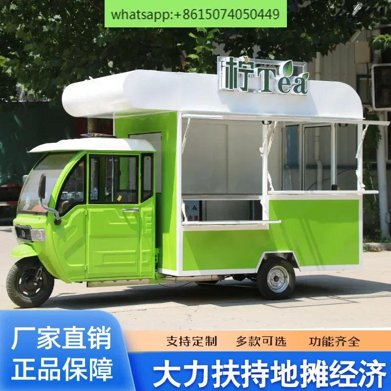 Multifunctional electric three-wheeled snack Mobile barbecue Stall Night market Fried skewers Food RV