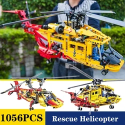 Technical Series Rescue Helicopters Building Blocks 2in1 Airplane Transport Plane Model Bricks Toys For Children Gifts 3357